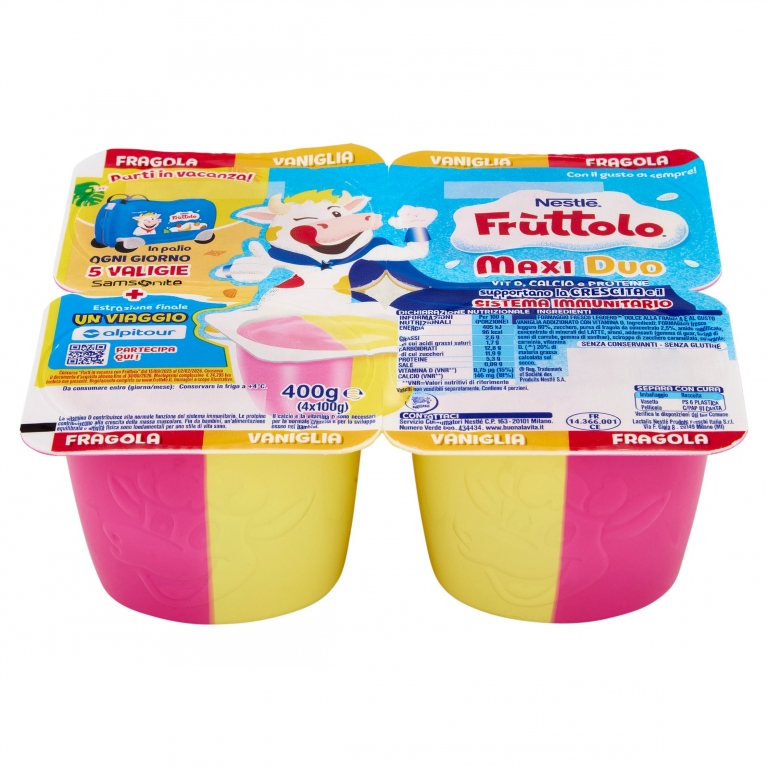 NESTLE FRUTTOLO MAXI DUO FRAGOLA VANIGLIA 4 X 100 G