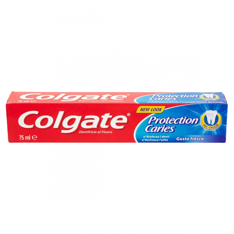 COLGATE DENTIFRICIO PROTEZIONE CARIE CON CALCIO, RINFORZA I DENTI, RINFRESCA L'ALITO 75 ML