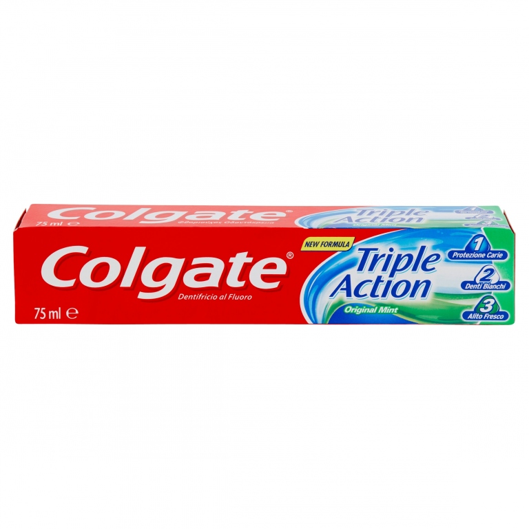 COLGATE DENTIFRICIO TRIPLE ACTION, PROTEZIONE CARIE, DENTI BIANCHI, ALITO FRESCO 75 ML