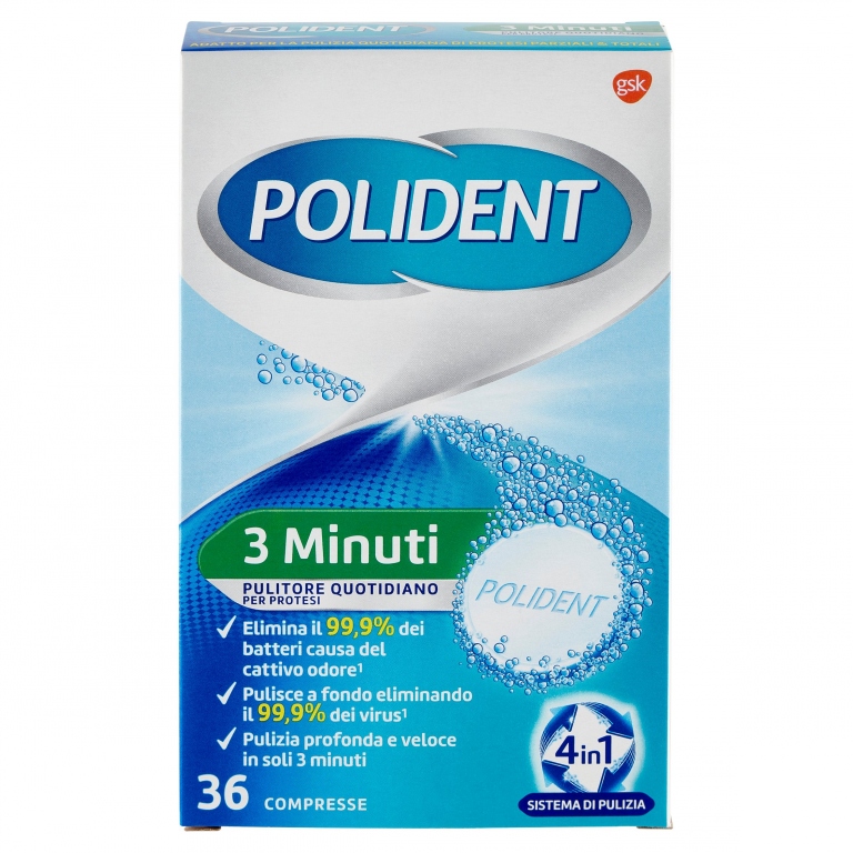 POLIDENT 3 MINUTI PULITORE PER PROTESI 36 COMPRESSE