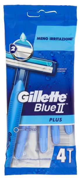 GILLETTE BLUE II PLUS RASOIO DA UOMO USA E GETTA - 4 RASOI