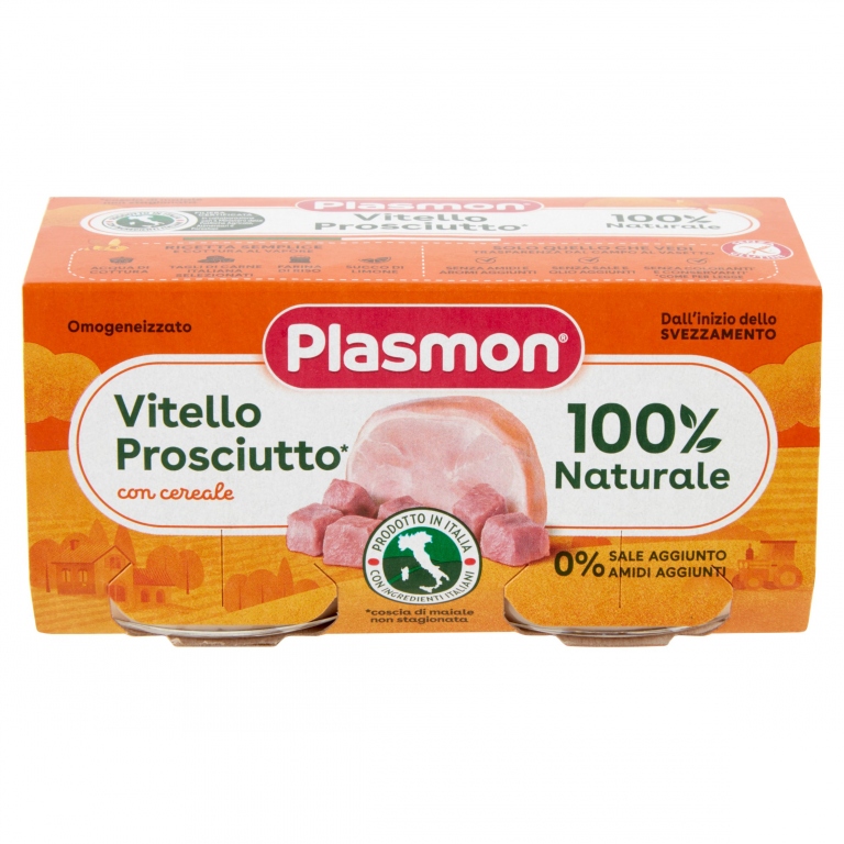 PLASMON VITELLO E PROSCIUTTO OMOGENEIZZATO CON CARNE E CEREALE 2 X 80 G