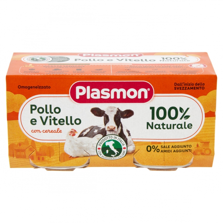 PLASMON POLLO E VITELLO OMOGENEIZZATO CON CARNE E CEREALE 2 X 80 G