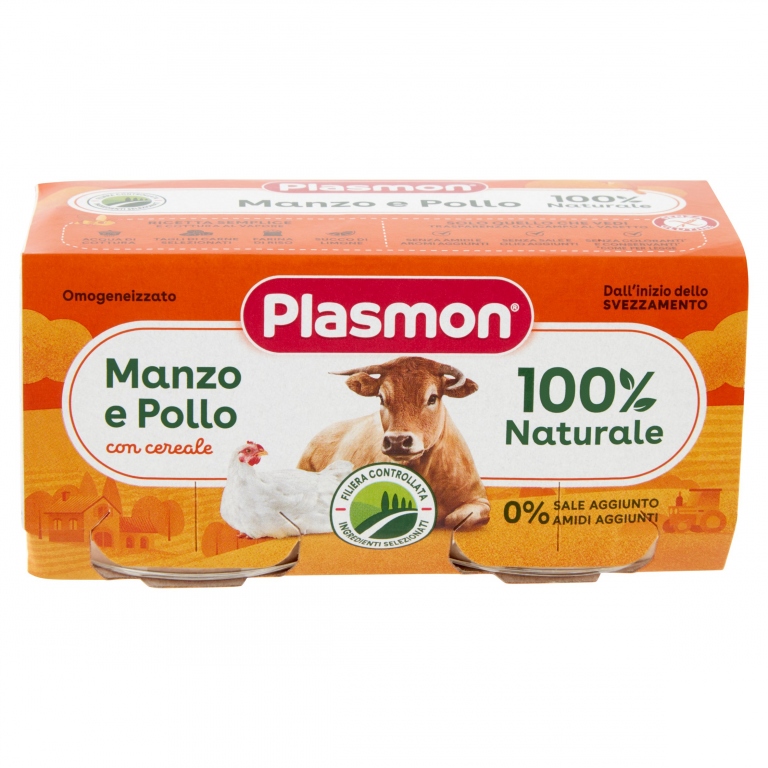 PLASMON MANZO E POLLO OMOGENEIZZATO CON CARNE E CEREALE 2 X 80 G