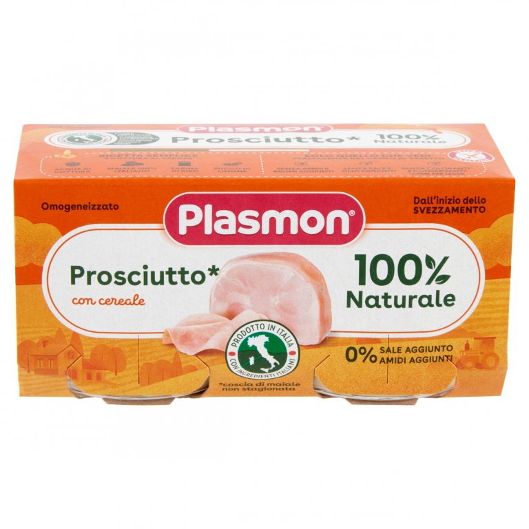 PLASMON PROSCIUTTO* OMOGENEIZZATO CON PROSCIUTTO* E CEREALE 2 X 80 G