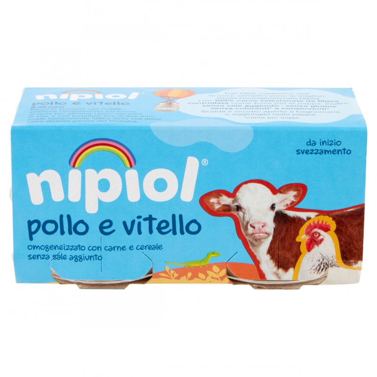 NIPIOL POLLO VITELLO OMOGENEIZZATO CON POLLO, VITELLO E CEREALE 2 X 80 G