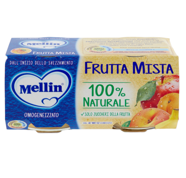 MELLIN FRUTTA MISTA 100% NATURALE OMOGENEIZZATO 2 X 100 G