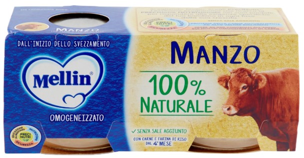 MELLIN MANZO 100% NATURALE OMOGENEIZZATO 2 X 80 G