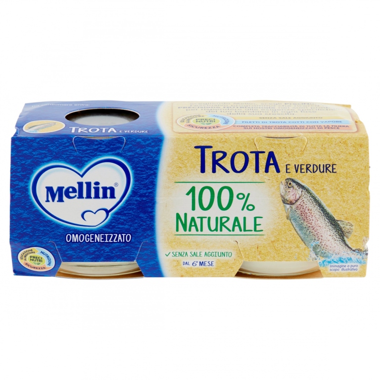 MELLIN TROTA E VERDURE 100% NATURALE OMOGENEIZZATO 2 X 80 G