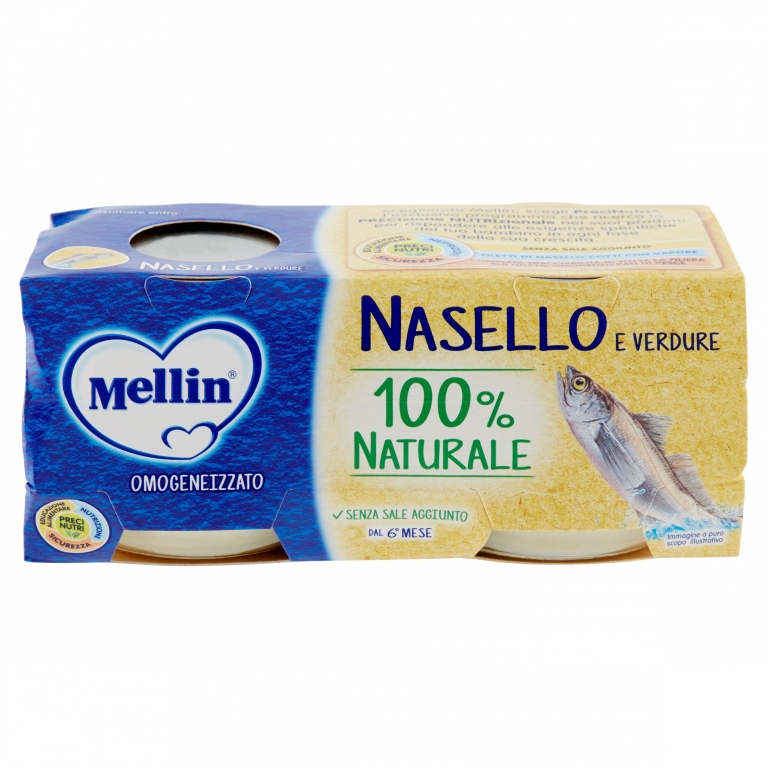 MELLIN NASELLO E VERDURE 100% NATURALE OMOGENEIZZATO 2 X 80 G