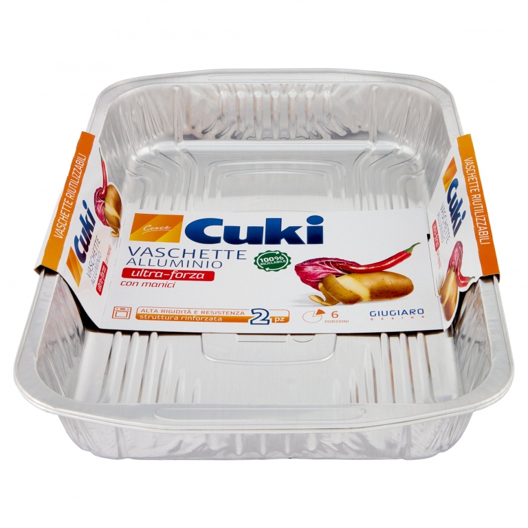 CUKI CUOCE VASCHETTE ALLUMINIO CON MANICI 6PORZIONI - 2 PZ (RS86)