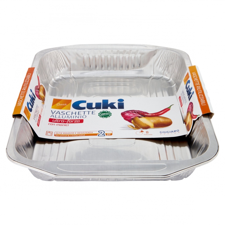 CUKI CUOCE VASCHETTE ALLUMINIO CON MANICI 8PORZIONI - 2 PZ (RS98)