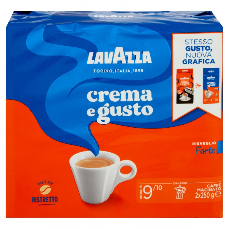 LAVAZZA, CREMA E GUSTO FORTE CAFFE MACINATO - 2 X 250 G