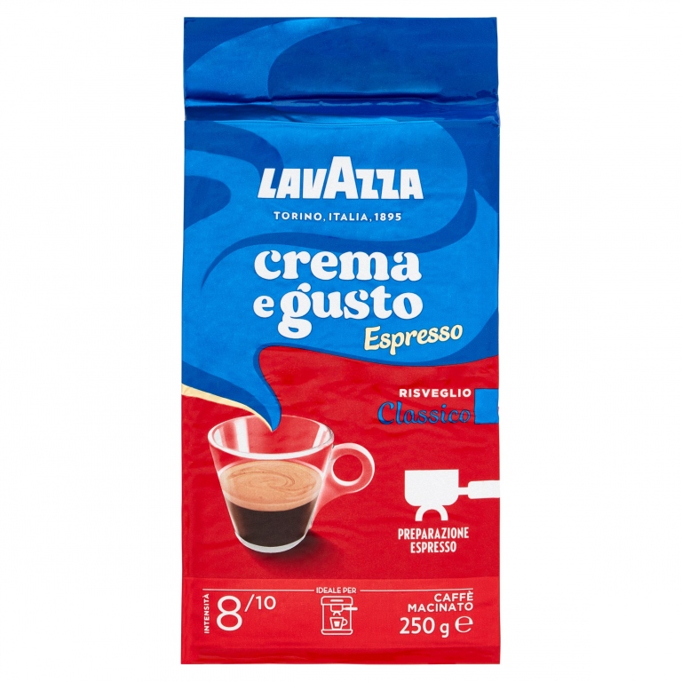 LAVAZZA, CREMA E GUSTO CLASSICO  ESPRESSO CAFFE MACINATO - 250 G