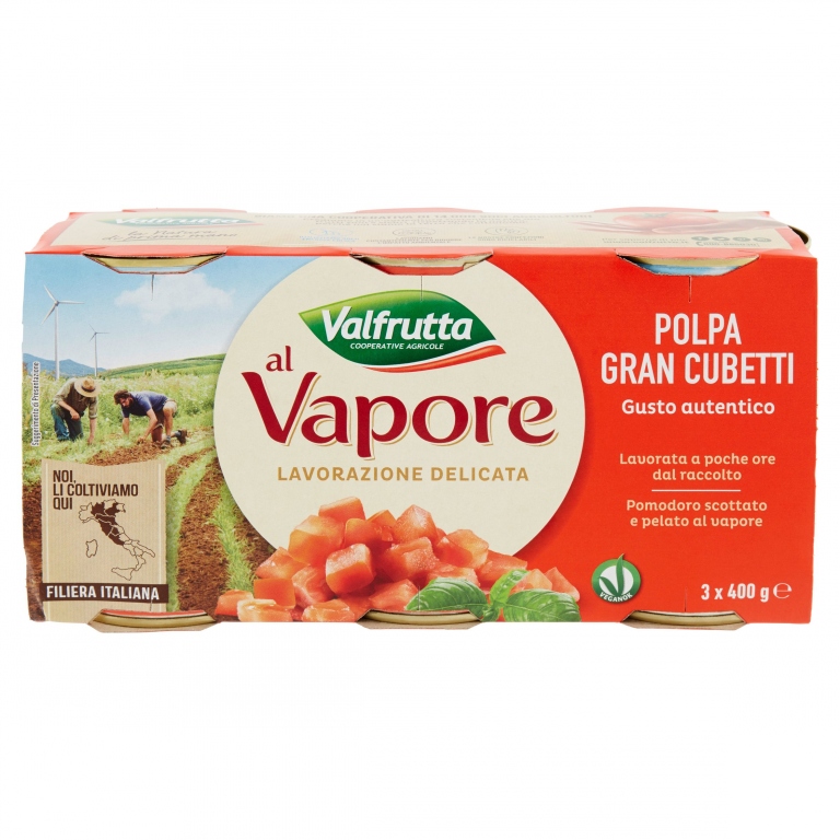 VALFRUTTA AL VAPORE POLPA GRAN CUBETTI 3 X 400 G